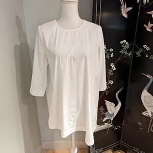 J.Jill Women's Small White Shirt Collection Diagonal Seam Tunic Blouse 3/4 SLV